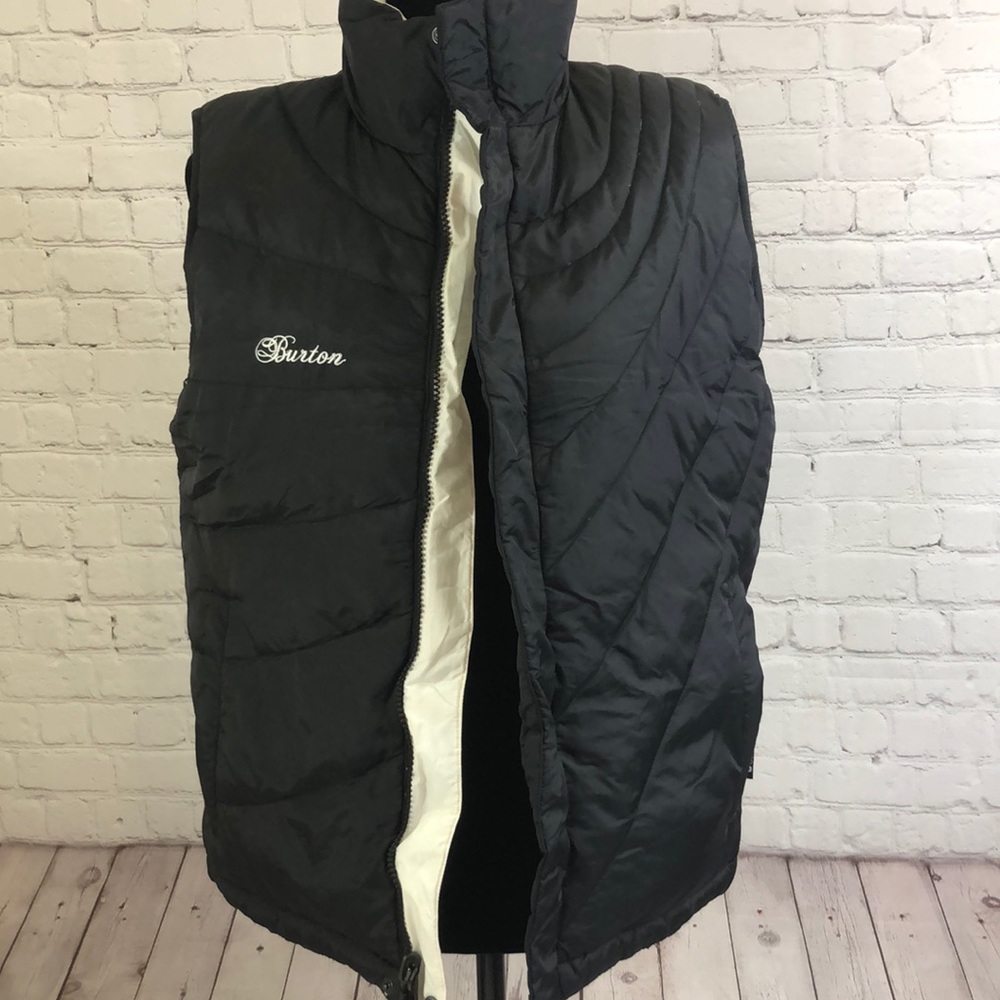 BURTON Duck Down Womens Reversible Puffer Vest Black/White Size M Snowboard Ski